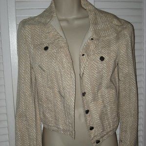 ICEBERG JEANS JACKET MONOGRAM HERRINGBONE CREAM + TAUPE EU 44